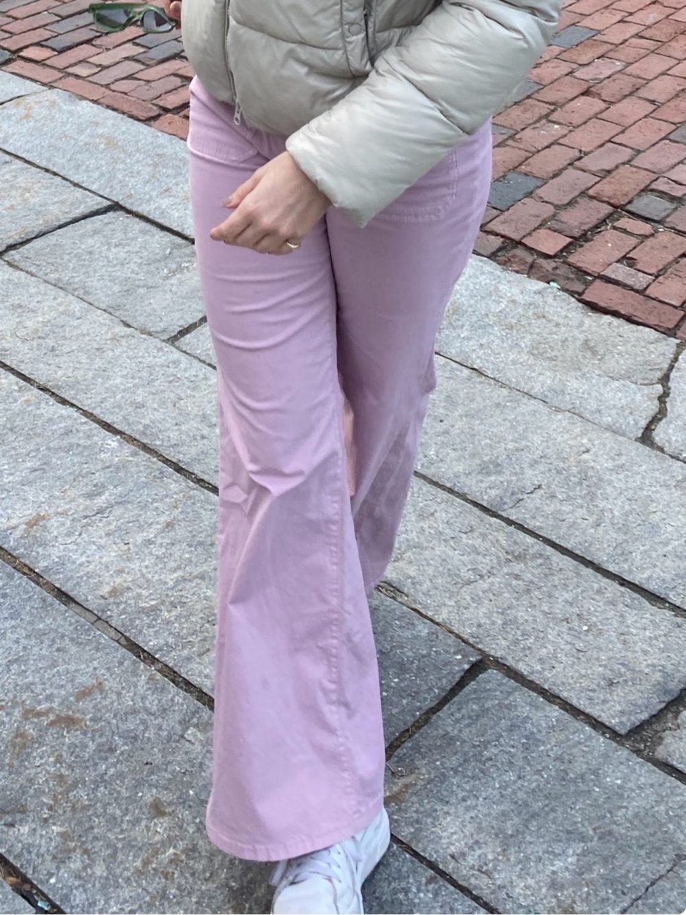 The Junie High-Rise Flare Pants by Maeve - Pink